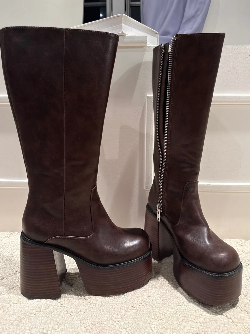 Dolls Kill Delia’s Vintage Soul Chocolate Knee High Boots Size 6 NWOT
